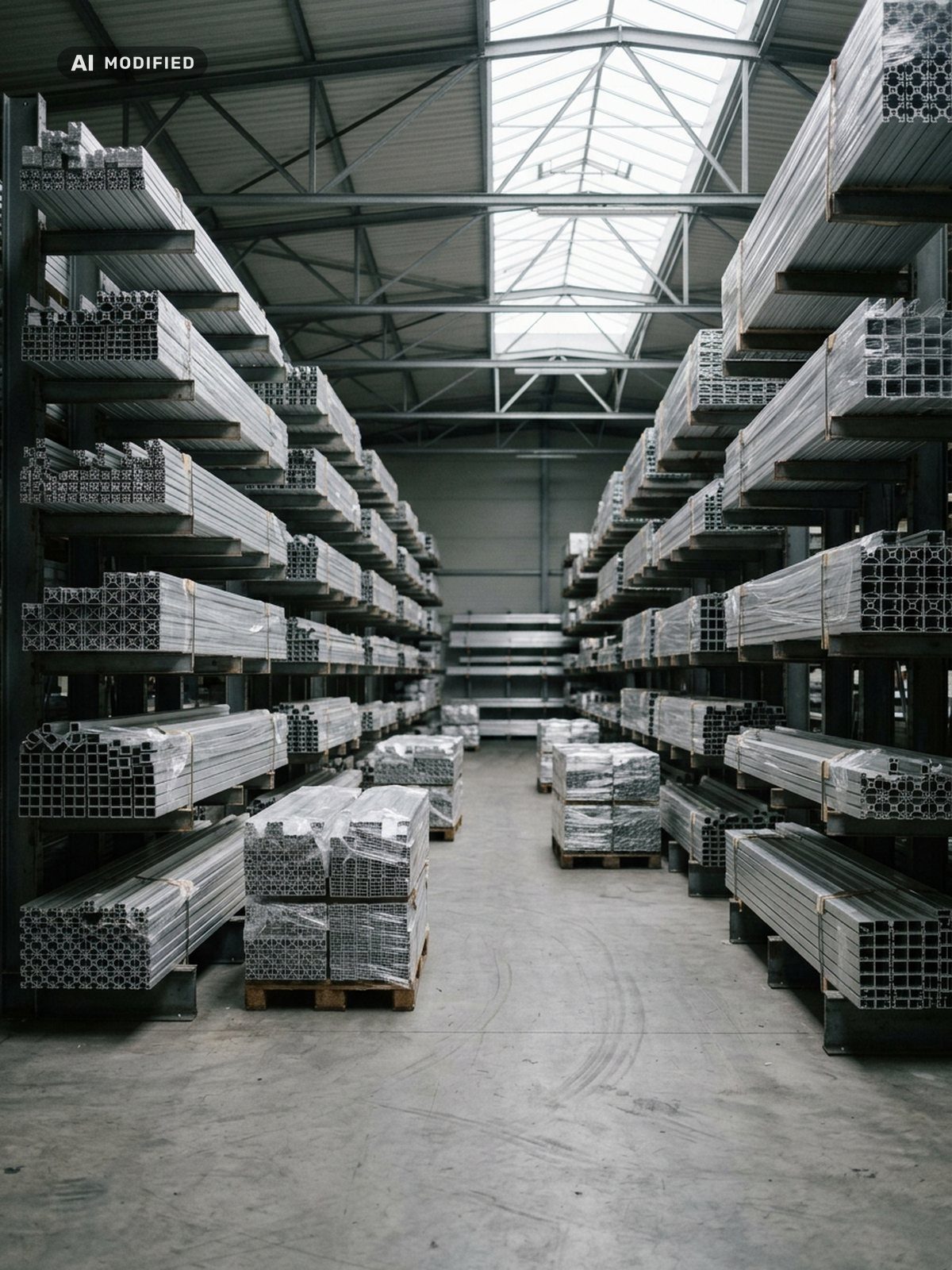 Volles Lager mit verpackten Aluminium-Profilen