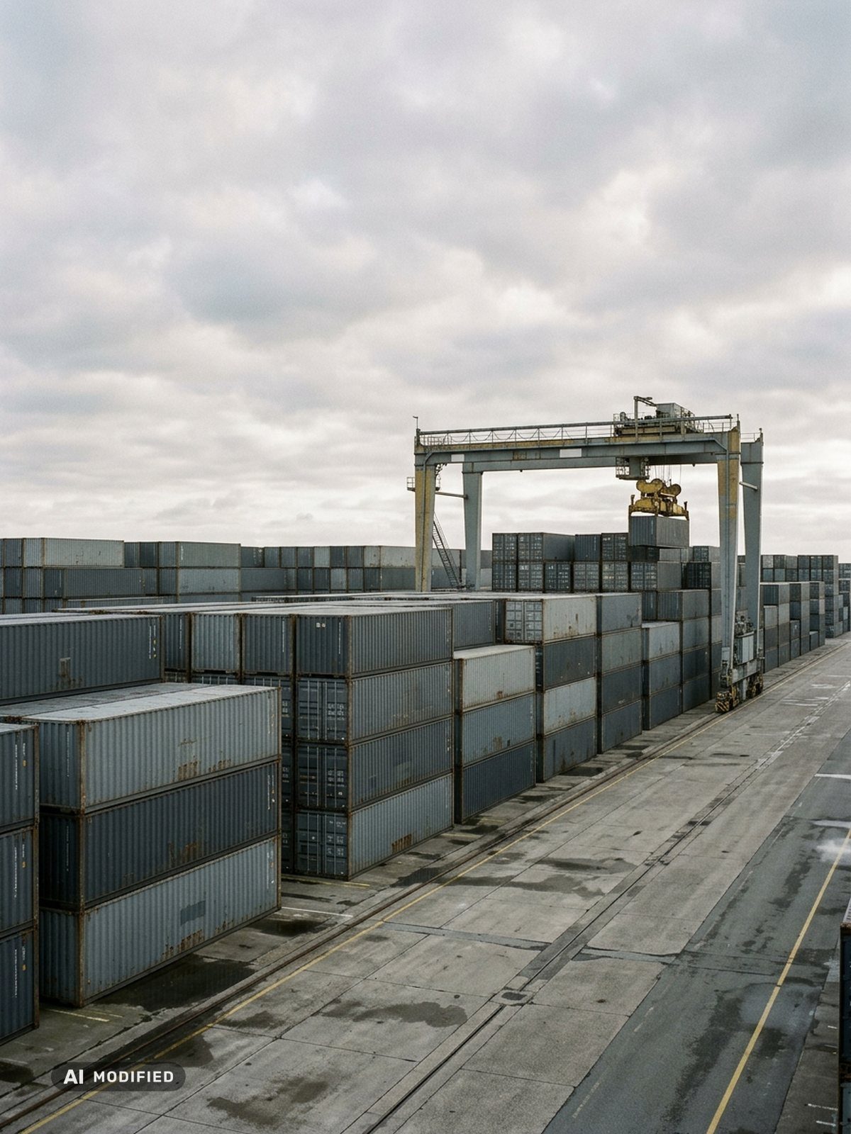 Containerterminal mit Kran